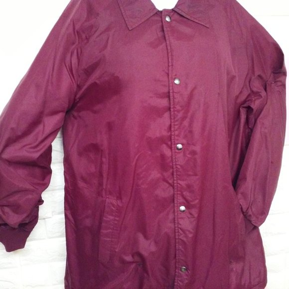 Vintage 70s Sears Outerwear Chore Coat Utility Jacket Unisex 3XLT Pockets Wine - Picture 2 of 10